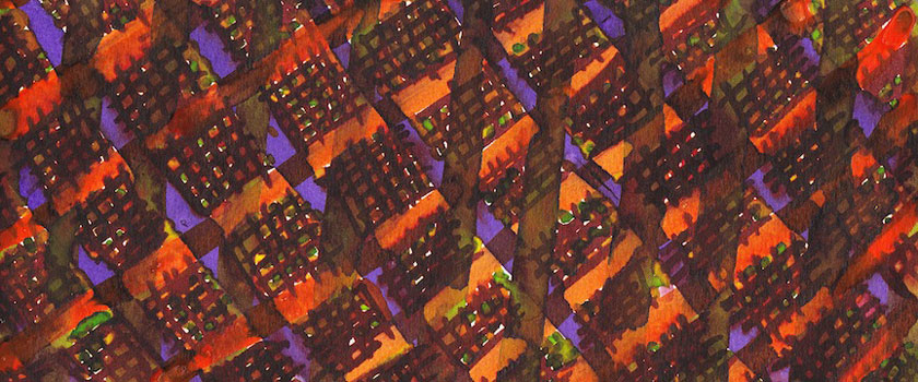 “Tartan Sketch 9” 2012 (ink on paper, 3.5 x 8.25")