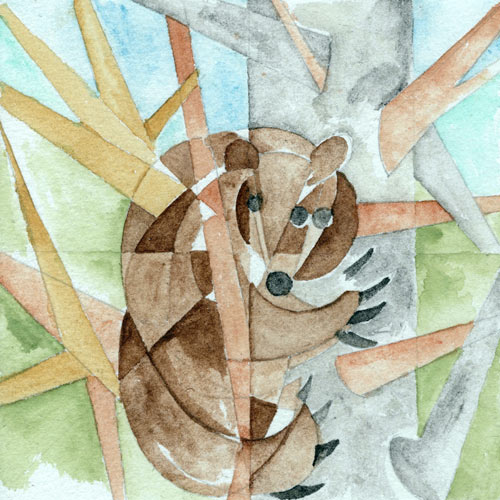“Bear” 2020 (watercolor on paper, 6 x 6")