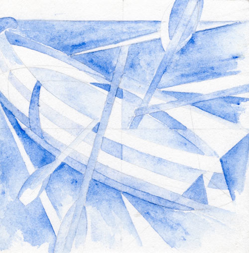 “Skiff” 2020 (watercolor on paper, 6 x 6")